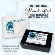 Sterling Silver Bulldog Necklace w/Paw Print Enhancer, Head