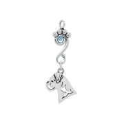 Boxer Pendant Head Design with Light Sapphire Crystal in Sterling Silver.