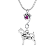 Brussels Griffon Necklace Body Design with Rat with Amethyst Crystal in Sterling Silver on Snake Chain.