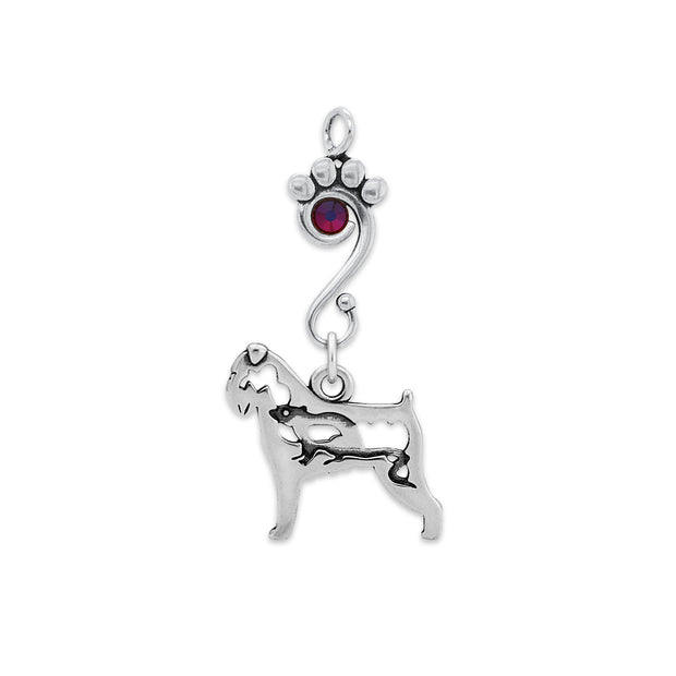 Brussels Griffon Pendant Body Design with Rat with Volcano Crystal in Sterling Silver.