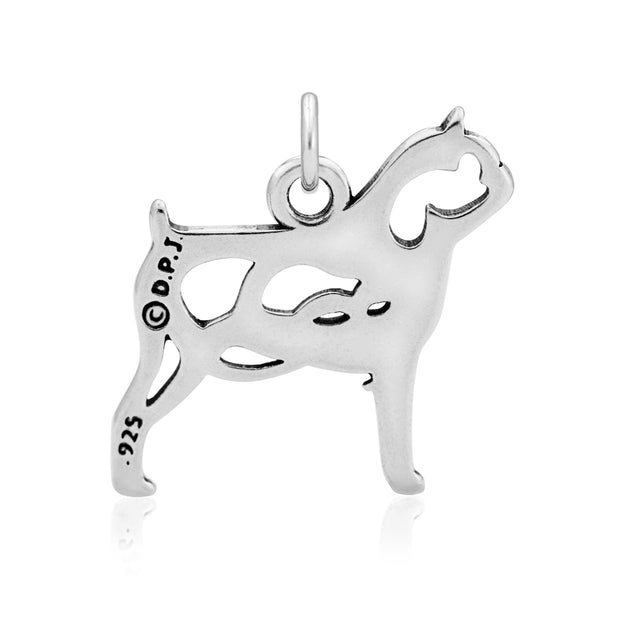 Brussels Griffon Pendant Body Design with Rat in Sterling Silver Back Side View.