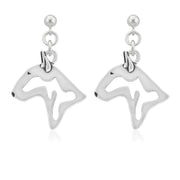 Bull Terrier Earrings Head Design in Sterling Silver in Dangle Post.