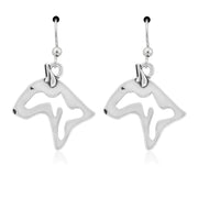 Bull Terrier Earrings Head Design in Sterling Silver in French Hook.