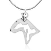 Bull Terrier Necklace Head Design in Sterling Silver on Snake Chain.