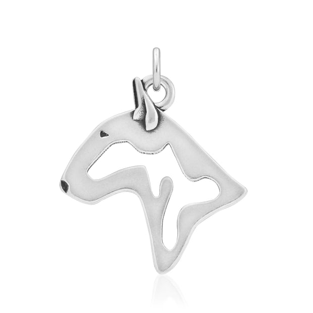 Bull Terrier Pendant Head Design in Sterling Silver.