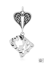 Bulldog Angel Necklace, Sterling Silver Personalized Sympathy Gifts