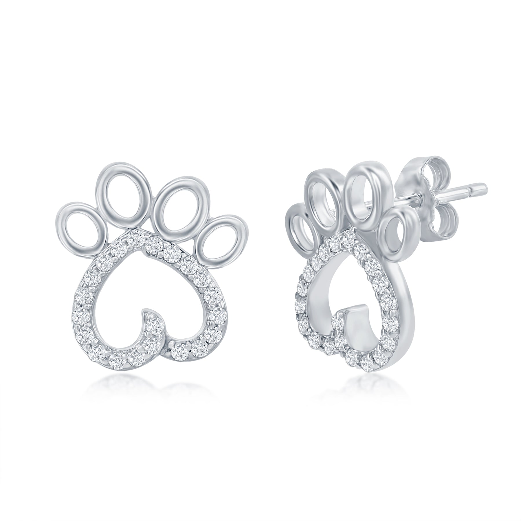 Sterling Silver Paw Print Stud Earrings main image 1