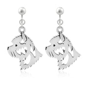 Cairn Terrier Clip-On Earrings Head Design in Sterling Silver.