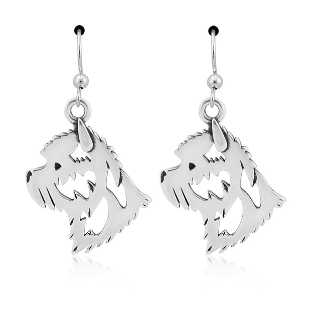 Cairn Terrier Earrings Head Design in Sterling Silver in French Hook.