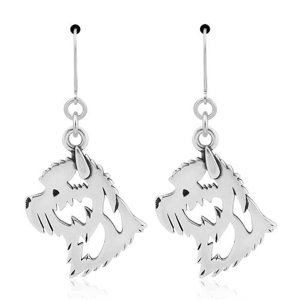 Cairn Terrier Earrings Head Design in Sterling Silver in Leverback.