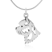 Cairn Terrier Necklace Head Design in Sterling Silver on Box Chain.