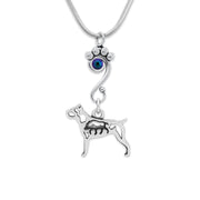 Cane Corso Necklace Body Design with Wild Boar with Scarabaeus Crystal in Sterling Silver on Snake Chain.