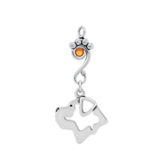 Cane Corso Pendant Head Design with Topaz Crystal in Sterling Silver.