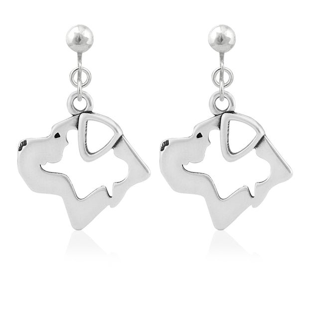 Cane Corso Clip-On Earrings Head Design in Sterling Silver.