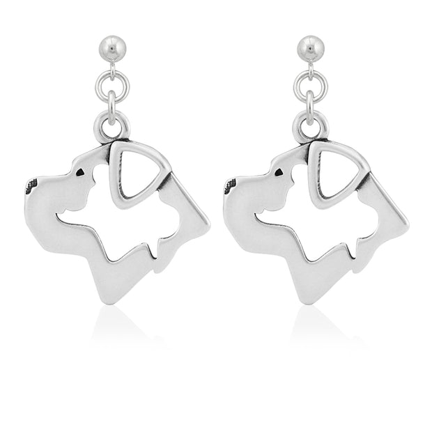 Cane Corso Earrings Head Design in Sterling Silver in Dangle Post.