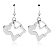 Cane Corso Earrings Head Design in Sterling Silver in French Hook.