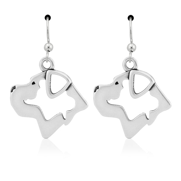 Cane Corso Earrings Head Design in Sterling Silver in French Hook.