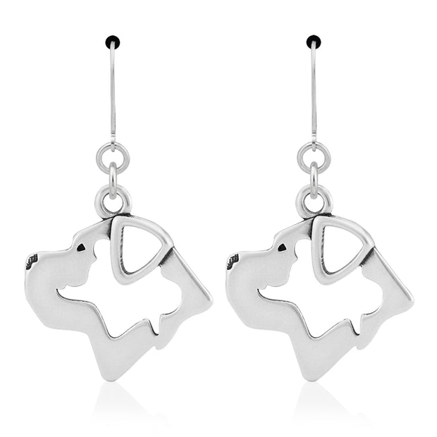 Cane Corso Earrings Head Design in Sterling Silver in Leverback.