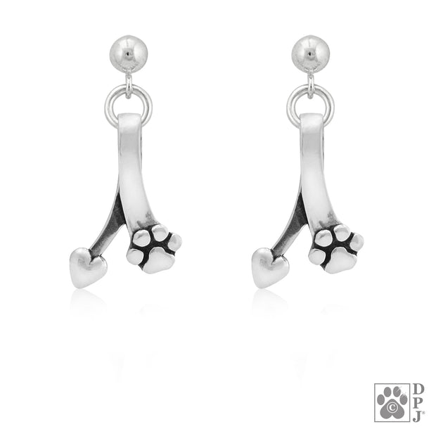 Paw and Heart Earrings, Canine Ties of Love