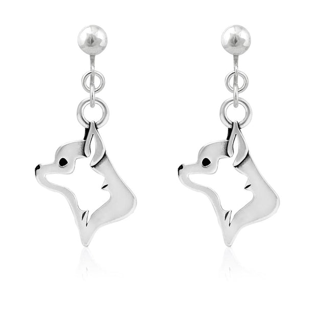 Chihuahua Earrings in Sterling Silver, Smooth Coat
