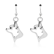 Chihuahua Earrings Head Design in Sterling Silver in French Hook.