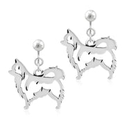 Chihuahua Clip-On Earrings Body Design in Sterling Silver.