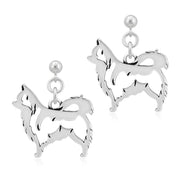 Chihuahua Earrings Body Design in Sterling Silver in Dangle Post.