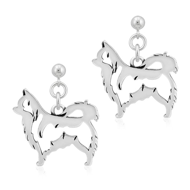 Chihuahua Earrings Body Design in Sterling Silver in Dangle Post.