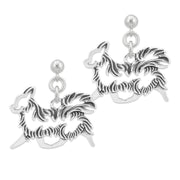 Chihuahua Earrings Gaiting Body Design in Sterling Silver in Dangle Post.