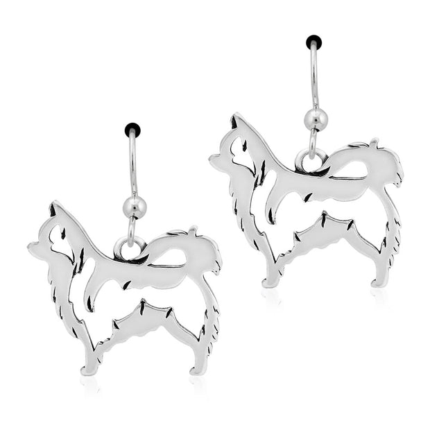Chihuahua Earrings Body Design in Sterling Silver in French Hook.