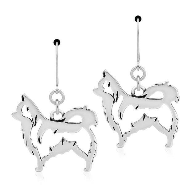 Chihuahua Earrings Body Design in Sterling Silver in Leverback.