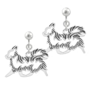 Chihuahua Clip-On Earrings Gaiting Body Design in Sterling Silver.
