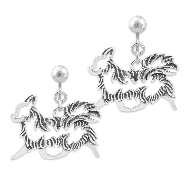 Chihuahua Clip-On Earrings Gaiting Body Design in Sterling Silver.