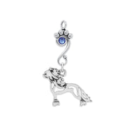 Chinese Crested Pendant Body Design with Sapphire Crystal in Sterling Silver.