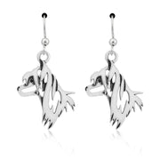 Chinese Crested Earrings Head Design in Sterling Silver in French Hook.