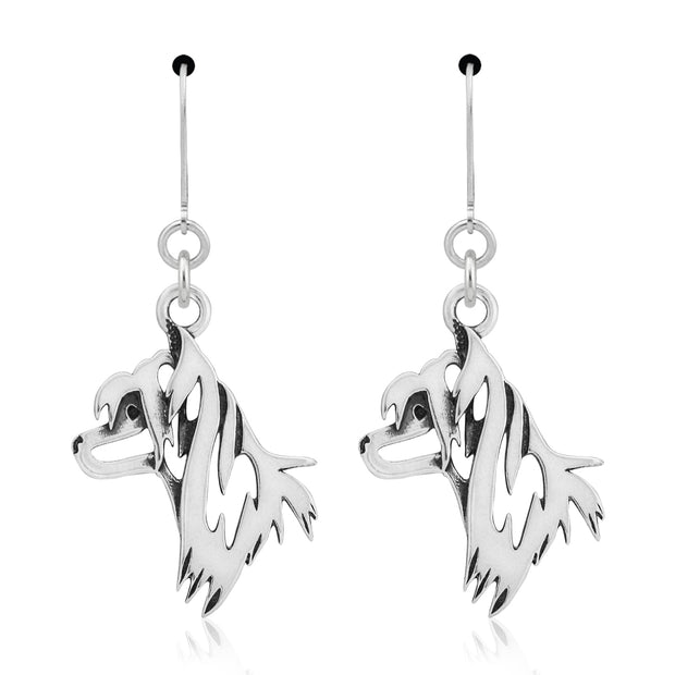 Chinese Crested Earrings in Sterling Silver