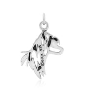 Chinese Crested Pendant Head Design in Sterling Silver Back Side View.
