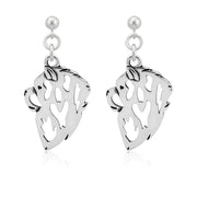 Chow Chow Earrings Head Design in Sterling Silver in Dangle Post.