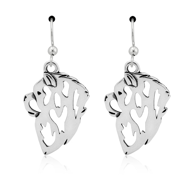 Chow Chow Earrings Head Design in Sterling Silver in French Hook.