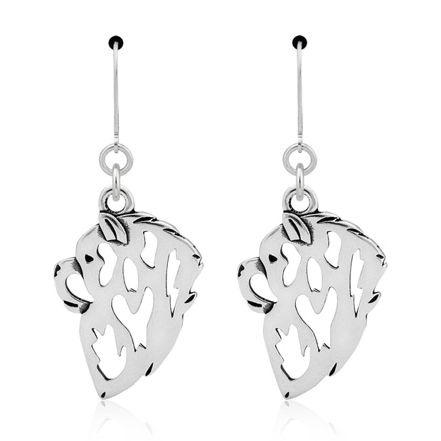 Chow Chow Earrings Head Design in Sterling Silver in Leverback.