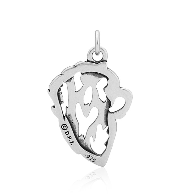 Chow Chow Pendant Head Design in Sterling Silver Back Side View.