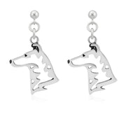 Smooth Collie Earrings Head Design in Sterling Silver in Dangle Post.