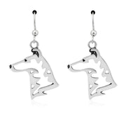 Smooth Collie Earrings Head Design in Sterling Silver in French Hook.