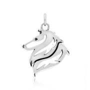 Rough Coat Collie Pendant Head Design in Sterling Silver.