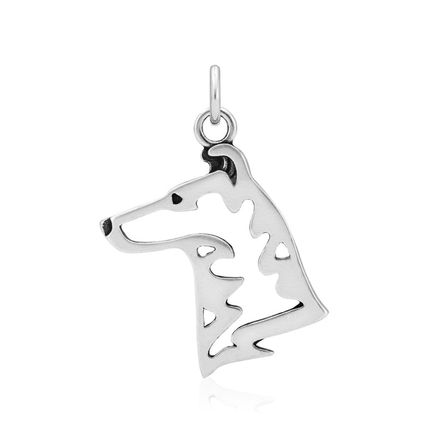 Smooth Collie Pendant Head Design in Sterling Silver.