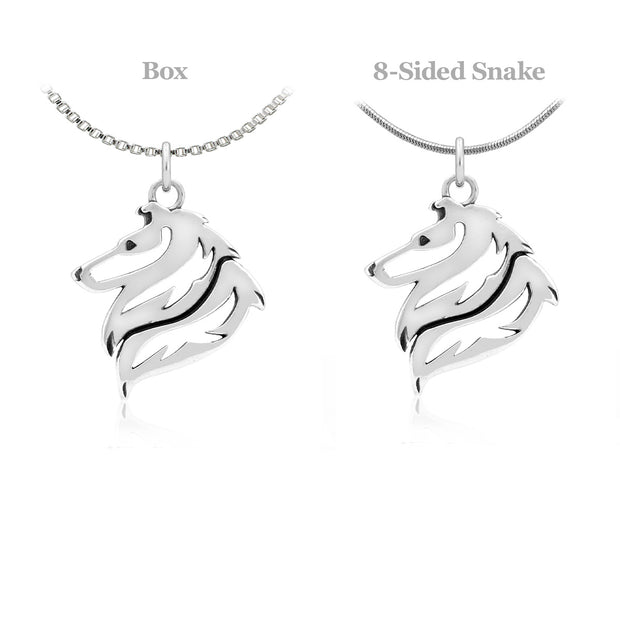 Collie Necklace in Sterling Silver, Rough Coat