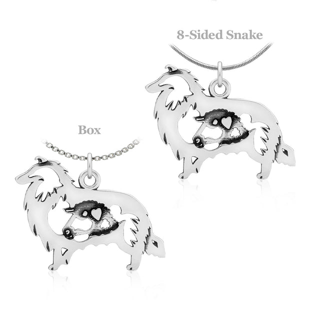 Sterling Silver Collie Necklace Jewelry, Rough Coat