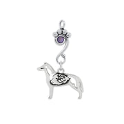 Smooth Collie Pendant Body Design with Ram and Tanzanite Crystal in Sterling Silver.