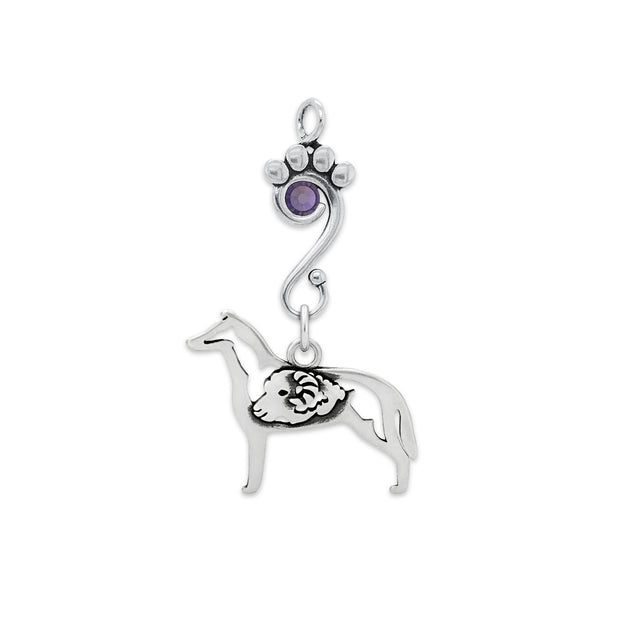 Smooth Collie Pendant Body Design with Ram and Tanzanite Crystal in Sterling Silver.