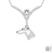 VIP Whippet CZ Necklace, Head